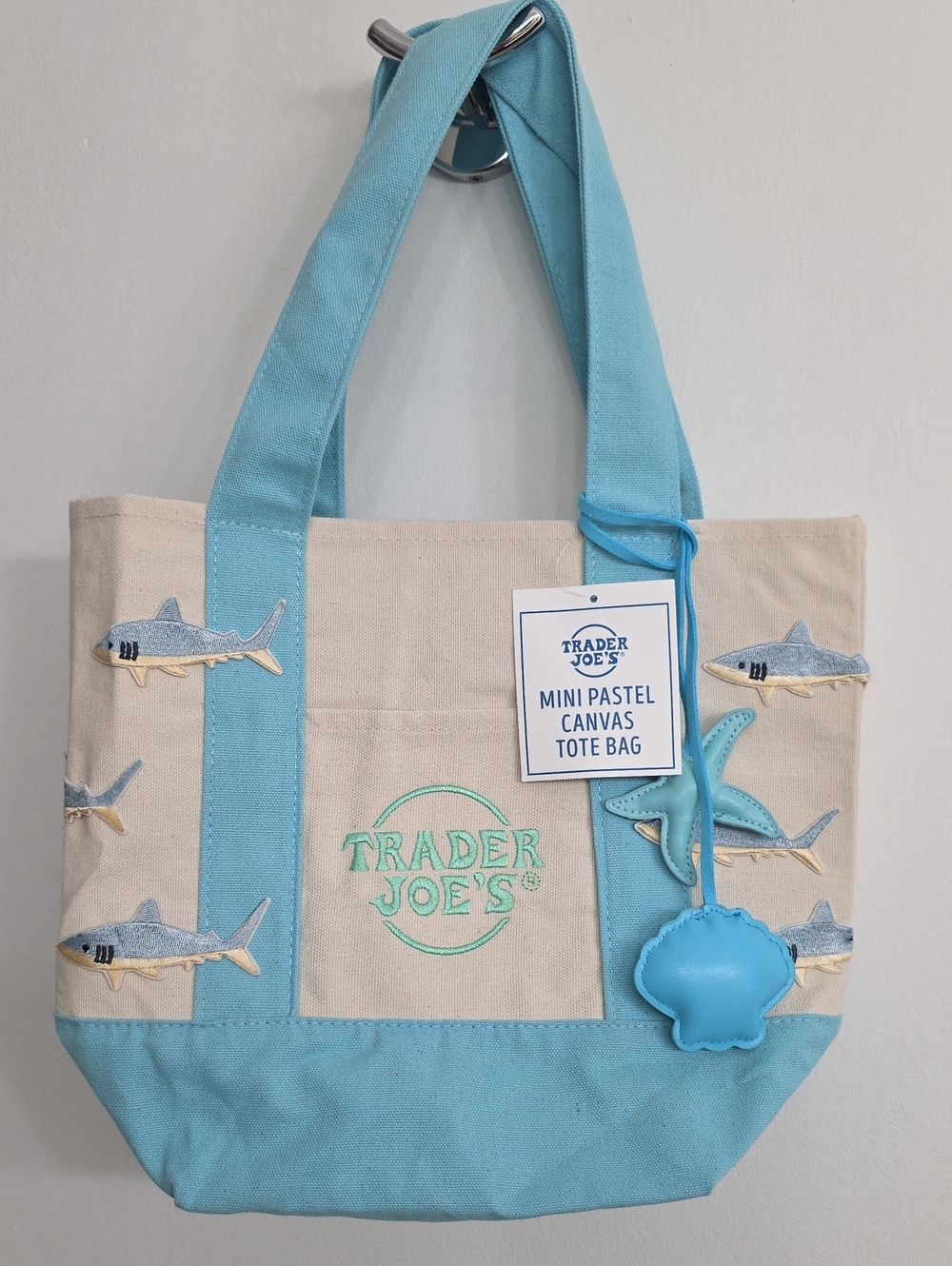 Trader Joe's Mini Pastel Canvas Tote Bag in Light Blue